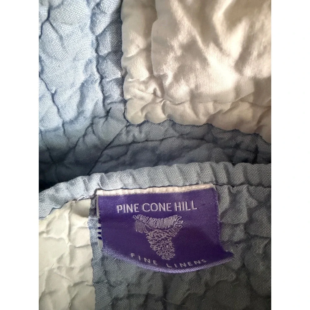 Pine Cone Hill Blue White Star Patchwork Quilt Reversible Bedspread Cottagecore